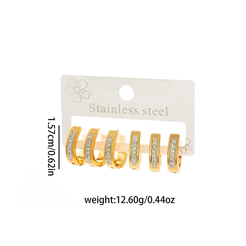 ANENJERY 316L Stainless Steel Hollow Circular Zircon Earrings For Women Men Fashion P lifestyle view