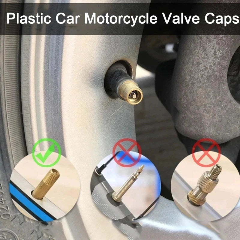 20PCS Car Tire Valve Plastic Black Bike Tyre Valve Caps O Rubber Ring Covers Dome S additional angle