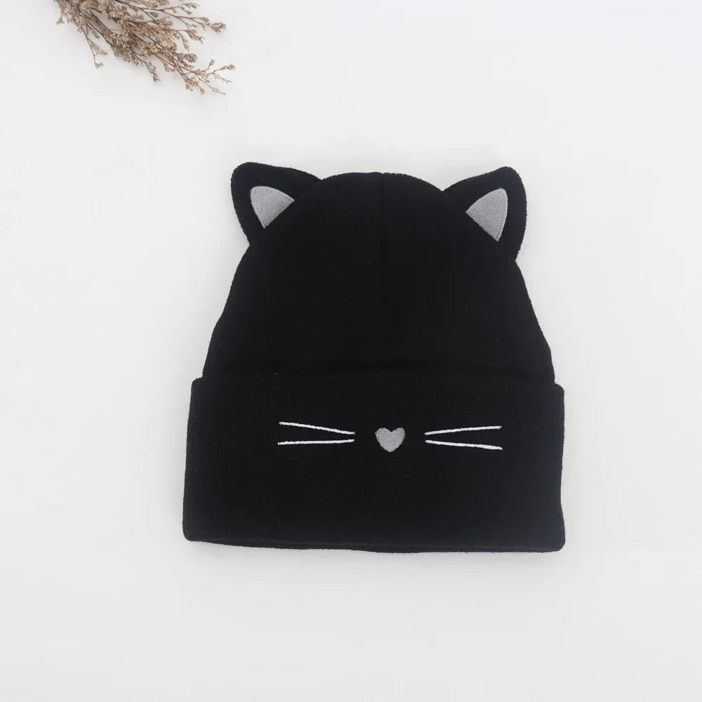 Baby Cartoon Cat Ears Knitted Hat | Warm Cotton Beanie for Toddlers alternate view