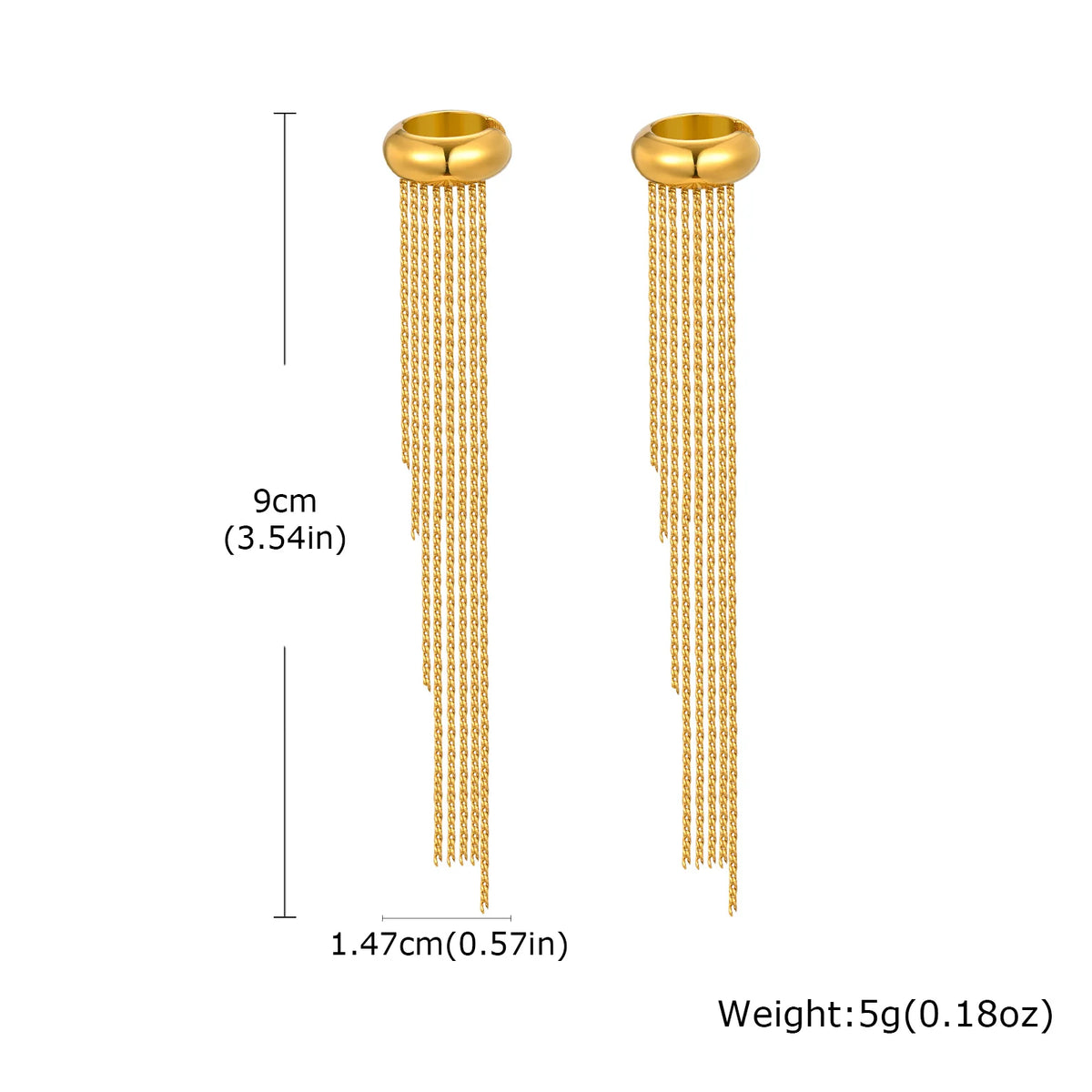 Fashion Long Tassel C-shaped Fake Piercing Ear Clip for Women Gold Plated Stainless S alternate view