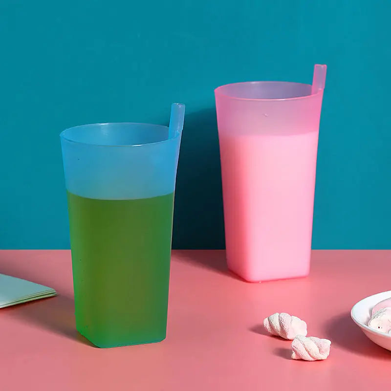 1pcs Kids Sip Cup With Built In Straw Milk Cup Home Colors Sippy Cup Mug Drink Straw lifestyle view