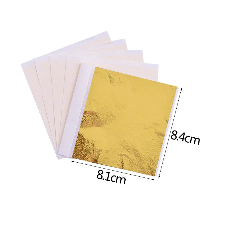 100Pcs Imitation Gold Silver Copper Foil Sheets | Gilding Leaf Flakes for DIY Nail additional angle