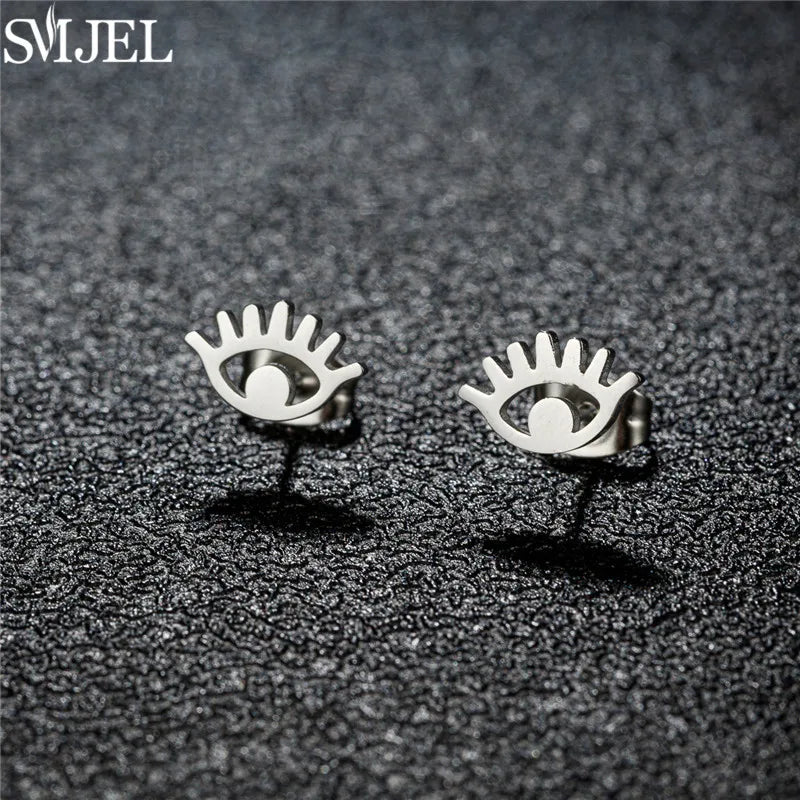 Punk Halloween Earring Black Stainless Steel Ghost Pirate Skull Stud Earrings Women Men detail view