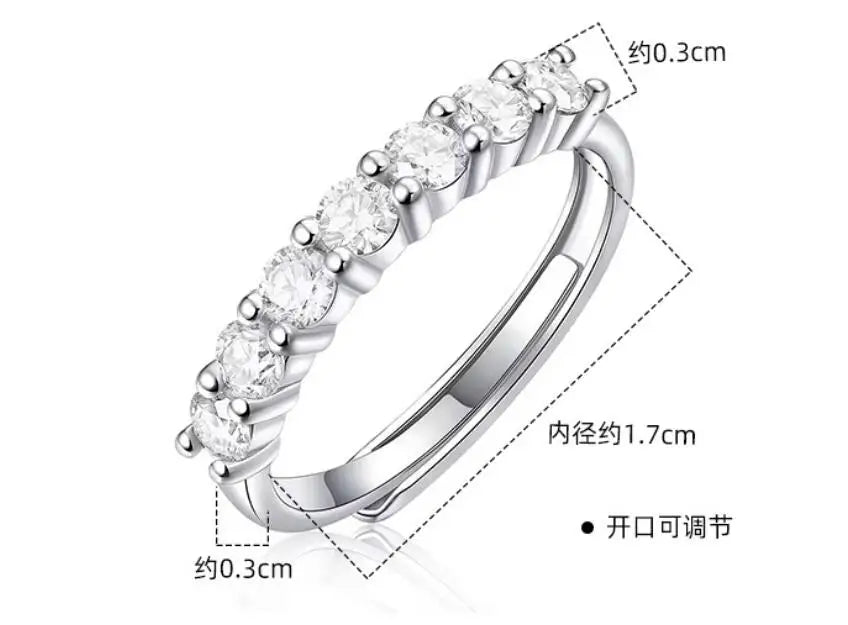 Full Moissanite Ring for Women S925 Sterling Silver with White Gold Plated Diamond Weddi detail view