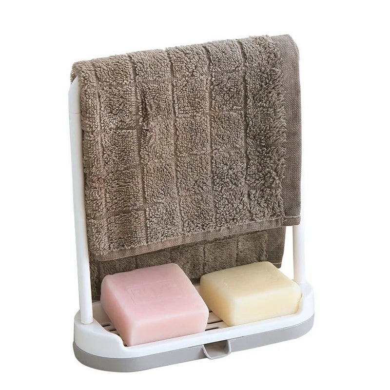 Kitchen Storage Rack Dishcloth Hanging Rack Towel Sponge Drain Racks Bathroom Soap Ho lifestyle view