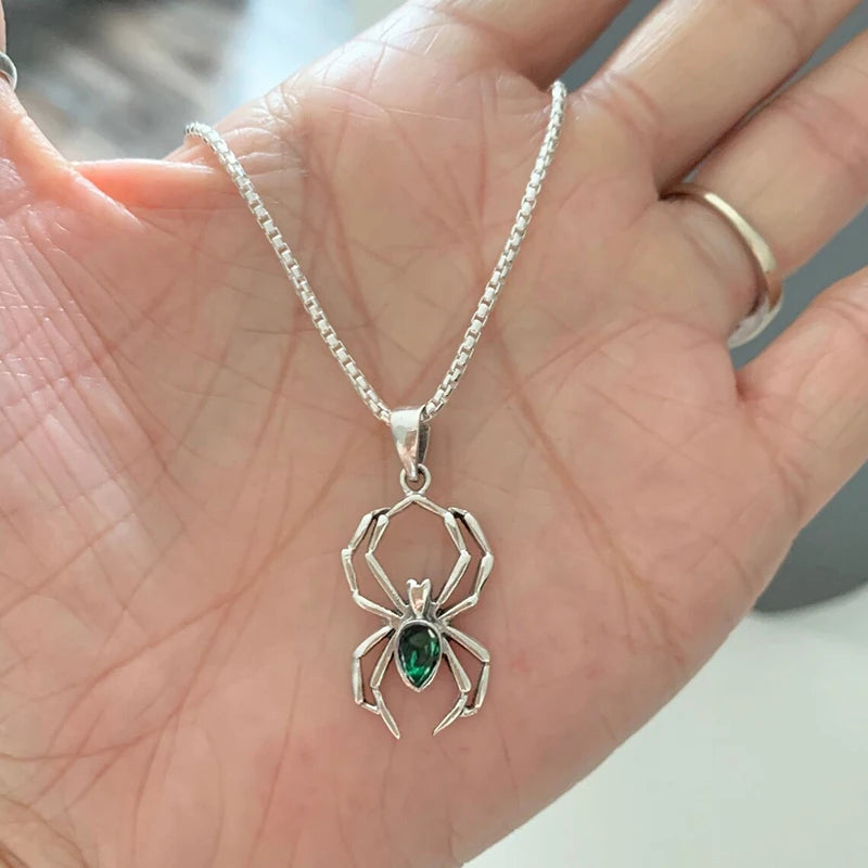 Huitan Cute Spider Animal Pendant Necklace for Girls Silver Color Chain Necklace Y2K alternate view