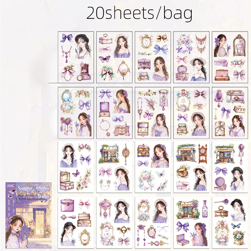 20pcs Floral Letter Sticker Set | Cute Landscape Theme for Scrapbooking and DIY Crafts detail view