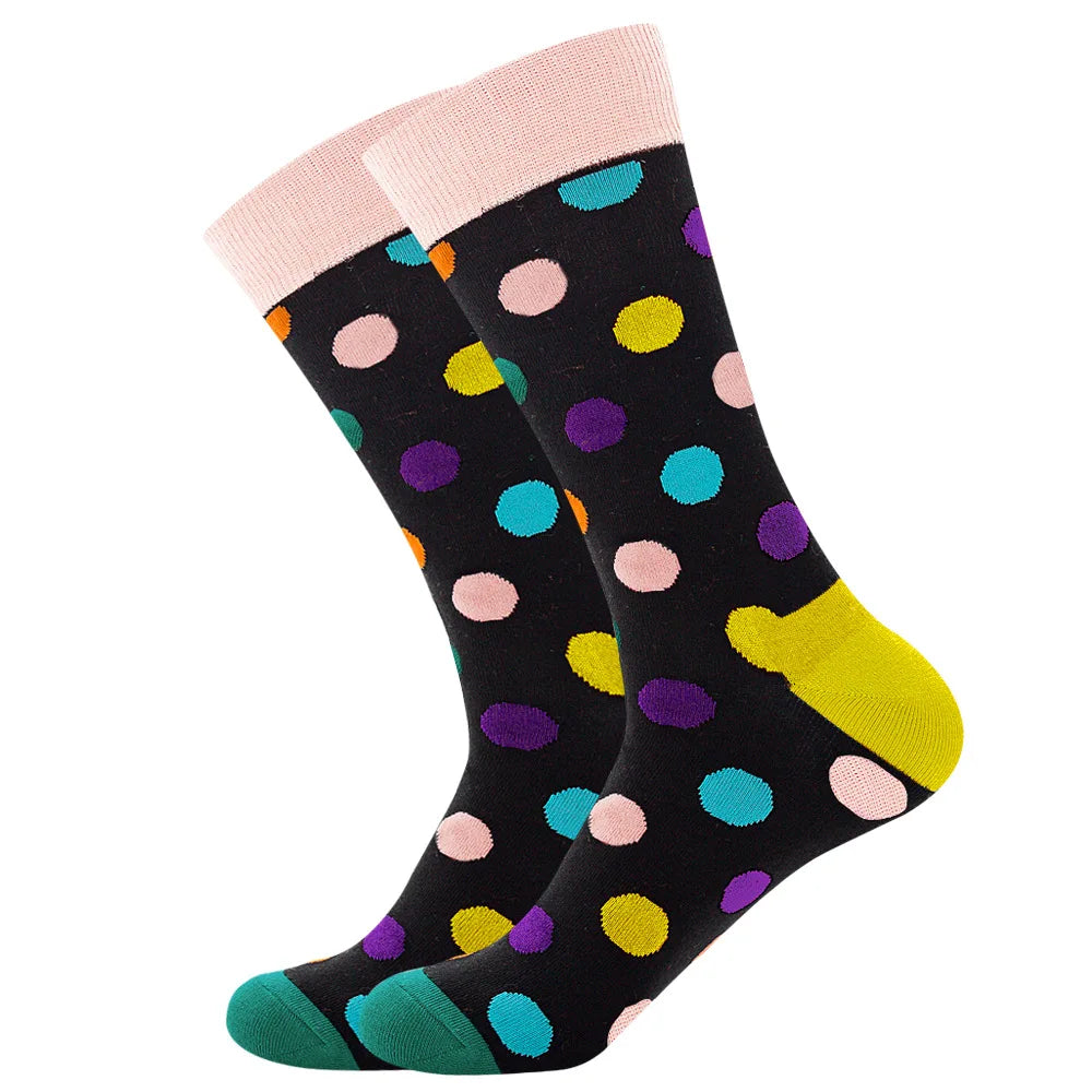 New Happy Mens Socks Women Novelty Cartoon Sock Combed Cotton Funny Men's Big Size Cre close-up view