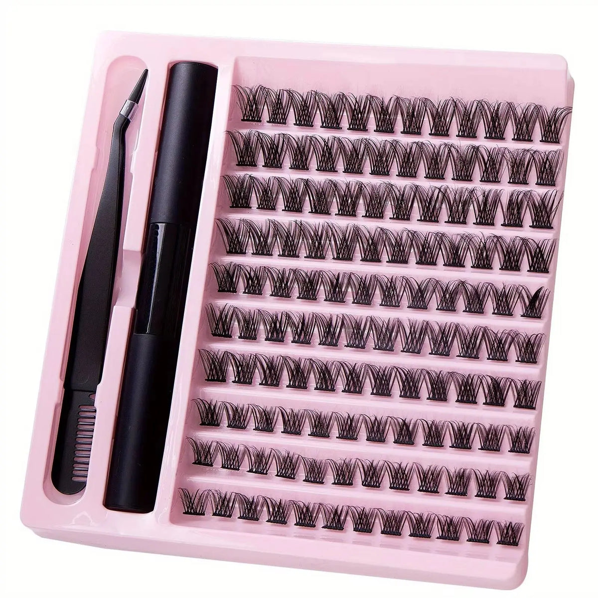 DIY Lash Extension Kit with Waterproof Strong Hold Lash Bond And Seal Lash Clusters Plus Eyelash Tweezers