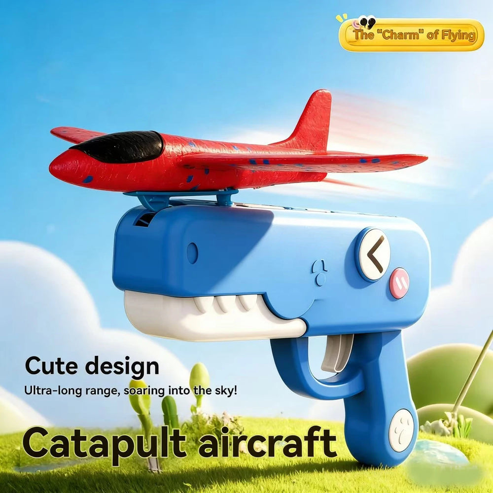 Foam Plane Launcher Toy | Outdoor Glider Flight Throw Gun for Kids lifestyle view