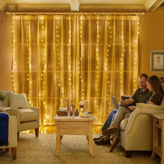 Curtain Garland for Windows USB-Powered Fairy Lights Festoon with Remote Control Garla close-up view