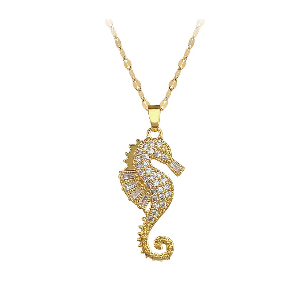 Seahorse Necklace Pendant for Women Fashionable High-End Light Luxury Temptress Nic additional angle