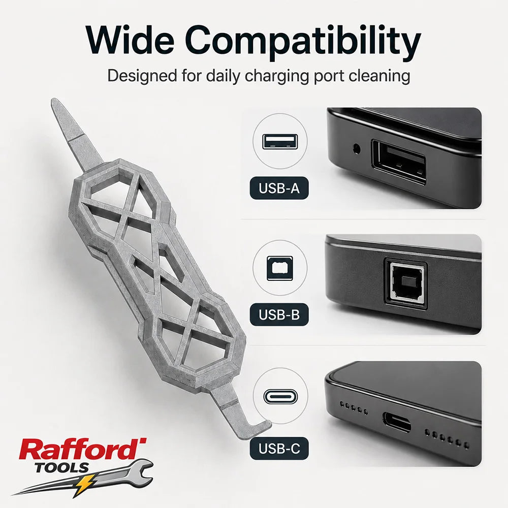 Rafford Portable Charging Port Cleaner, Dual-End USB C Phone Dust Remover Tool for USB-A USB-B USB-C