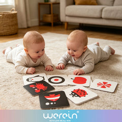 We Rein High Contrast Baby Black White Flash Cards, Newborn Visual Stimulation Cognit alternate view