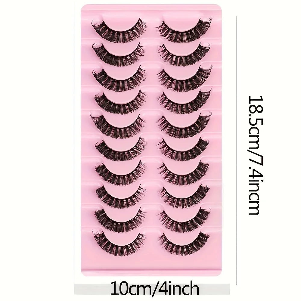 10 Pairs Russian Strip Lashes DD Curl | Fluffy Wispy Faux Mink Lashes Pack close-up view