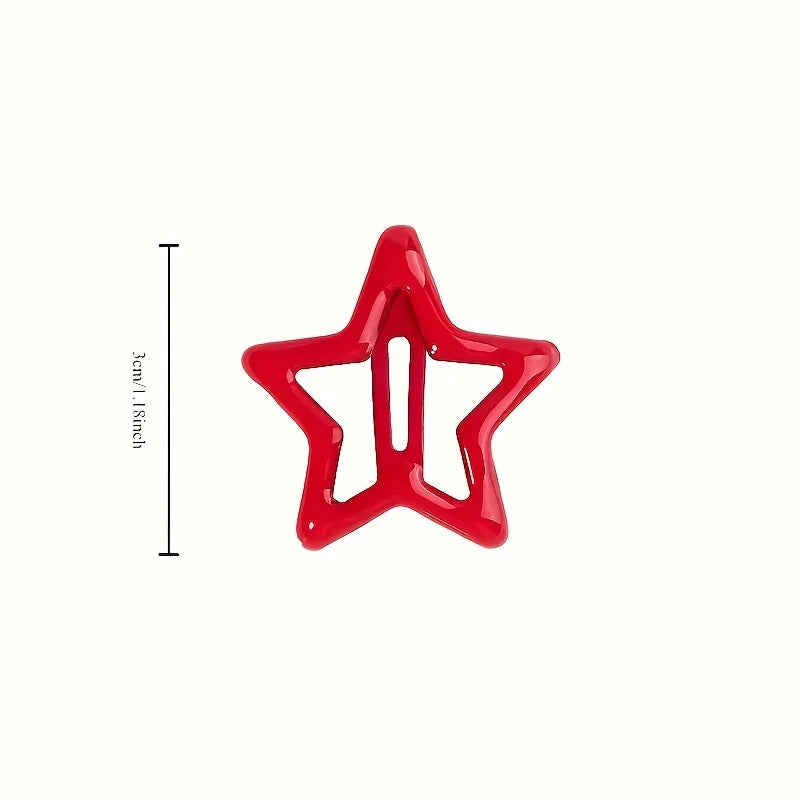 10pcs/30pcs Cute Hollow Star Hair Clips Vibrant Colorful Snap Design Perfect for Styli close-up view