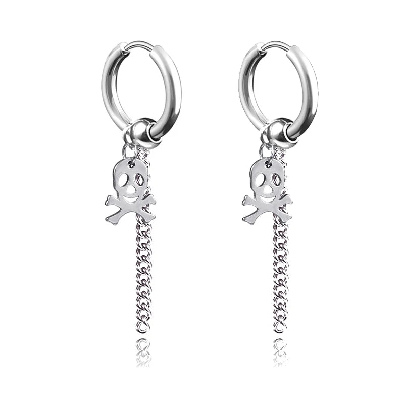 1 Pairs Fashion Punk Gothic Stainless Steel Drop Earrings Studs for Women Men Gothic alternate view