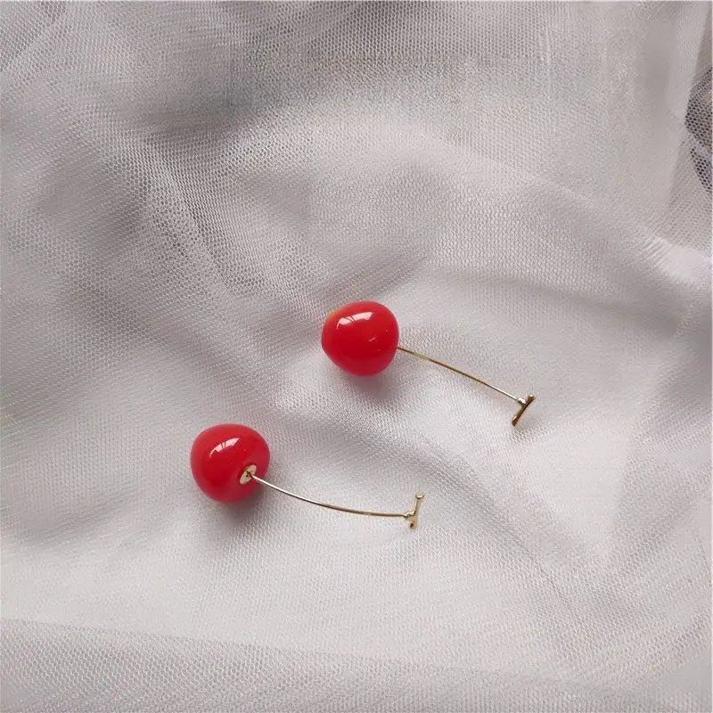Sweet Cherry Earrings Ladies Delicate Fruit Design Drop Dangle Earrings Wedding Par additional angle