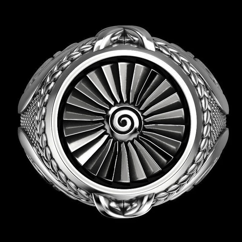 925 Sterling Silver Ring Punk Gear Men's 18K Gold Ring Party Wedding Glamour Jewelry alternate view