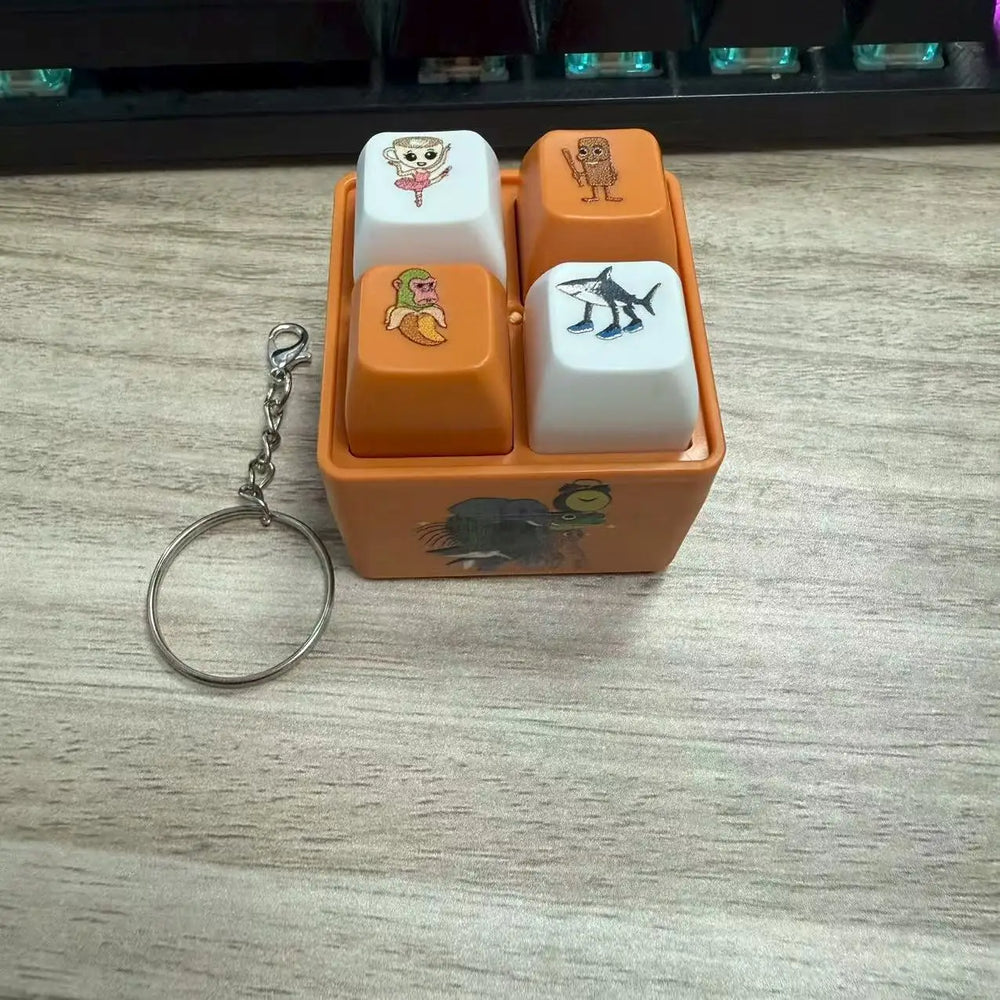 Italian Brainrot 4-Key Keyboard Fidget Toy | Stress Relief Keychain with Sound and additional angle