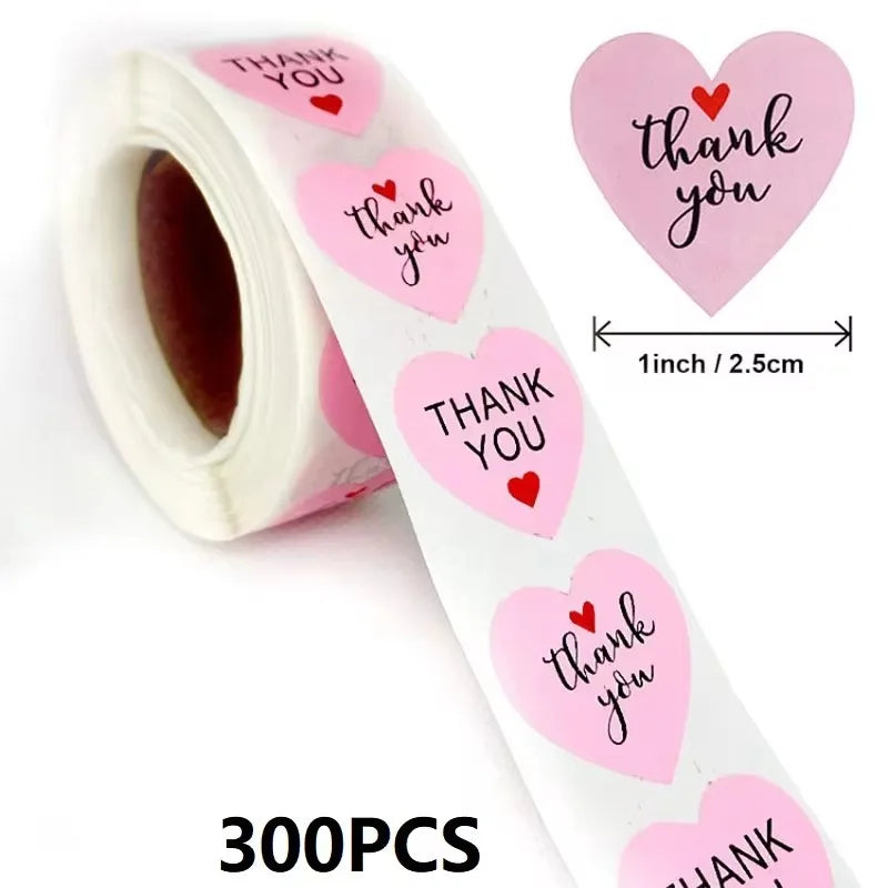 Thank You Stickers for Packaging | Heart Shaped Merci Stickers Bulk additional angle