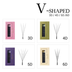 DeceMars V-shaped 3D 4D 5D 6D Eyelash Extensions | Matte Black 12 Rows Tray close-up view