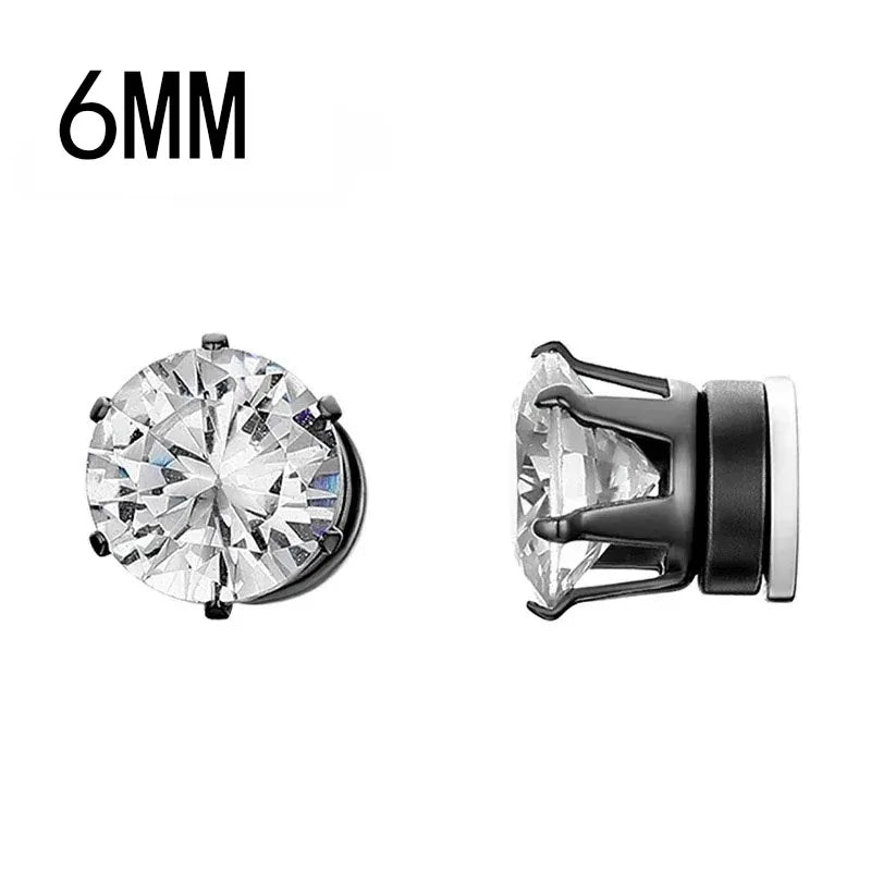 1Pairs Crystal Strong Magnetic Ear Stud Clip Earrings for Men Women, Punk Round Zirco alternate view
