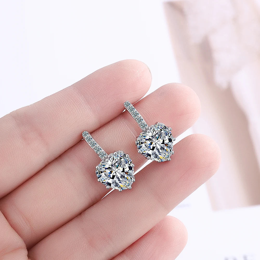 Heart Genuine Natural Garnet Red Ruby 925 Sterling Silver Stud Earrings for Women F additional angle