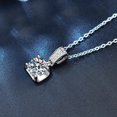 New 925 Sterling Silver Necklace Pendant 5A Zircon For Women Classics Fashion Wedding En detail view