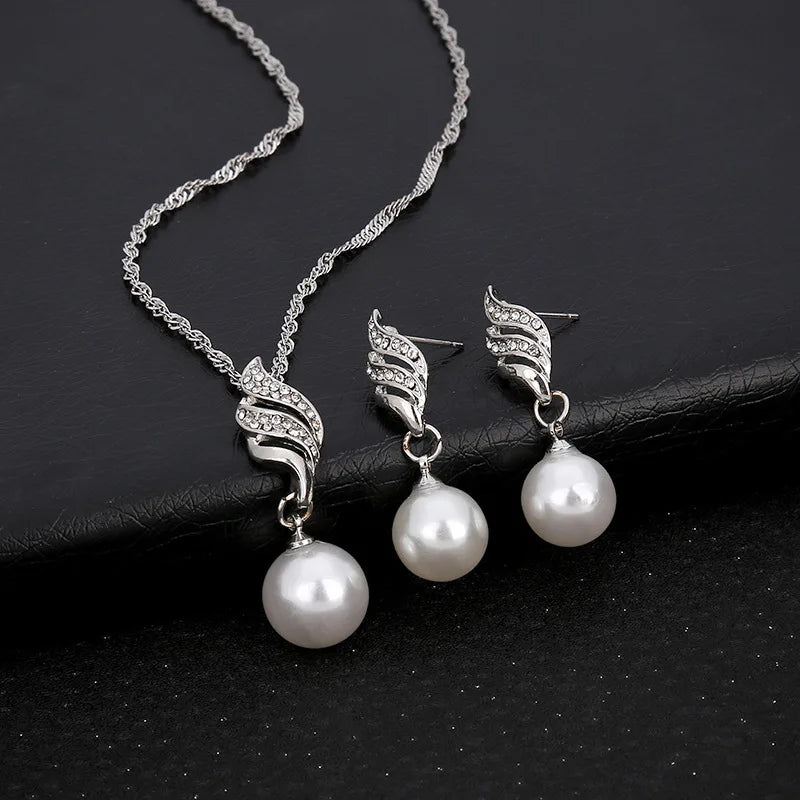 Fashion Silver Color Necklace Earrings Cubic Zirconia Jewelry Sets Elegant Crystal Zirco detail view