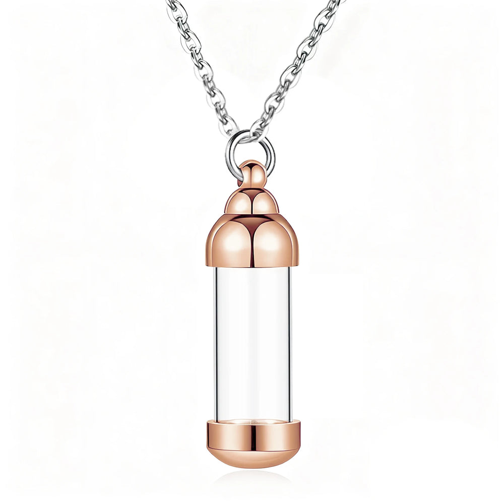 Vial Necklace for Ashes Small Glass Cremation Urn Container That Holds Fur Hair Pet Ash detail view