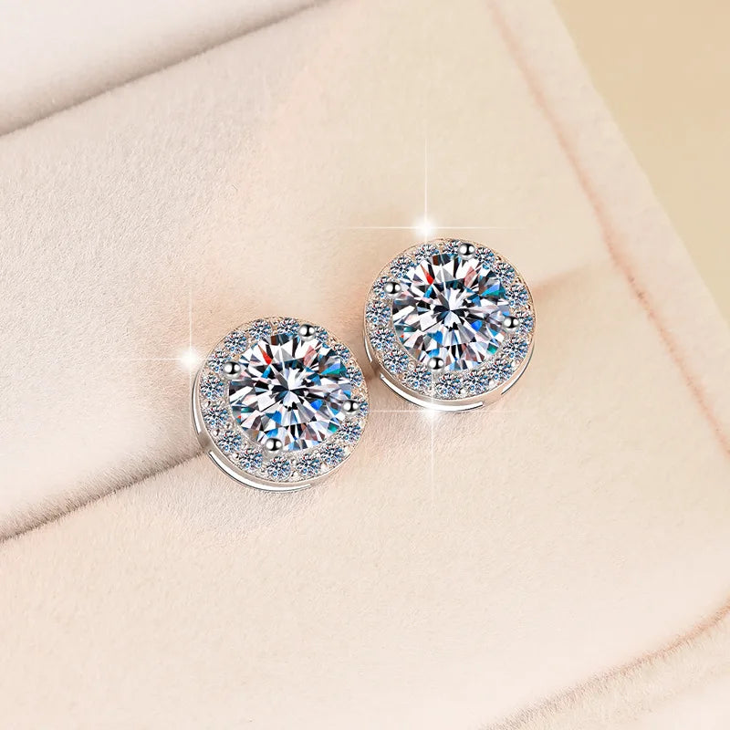 New 925 Sterling Silver 2ct Moissanite Earrings for Women Exquisite Student Girlfrien lifestyle view