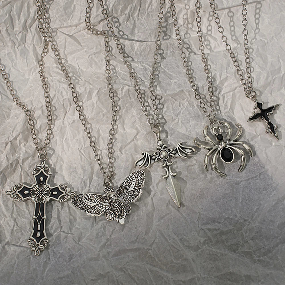 Special Wind Cross Skeleton Spider Set Necklace, Y2K Personalized Trendy Cool Girl Ne alternate view