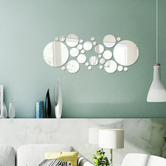 26pcs Round Acrylic Mirror Stickers | Self-Adhesive Wall Decor for Bathroom and Kitche close-up view