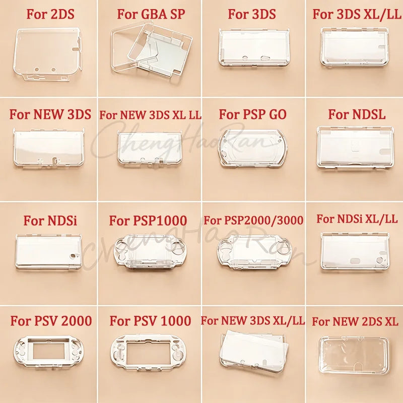 Crystal Protective Case Cover Hard Shell Skin Case For New 2DS 3DS XL LL For NDSL NDSi XL LL GBA SP PSP 2000 3000 PSV 1000 2000
