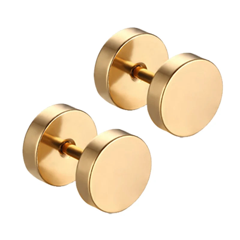 Punk Stainless Steel Stud Earrings Set | Unisex Gothic Hip Hop Ear Piercing Jewelry additional angle