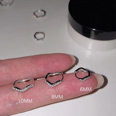 Stainless Steel Minimal Wave Hoop Earrings Crystal Zirconia Small Huggie Thin Cartila alternate view