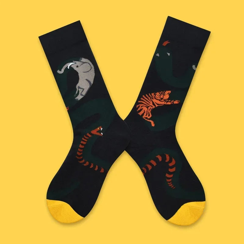 1 Pair Canvas Lattice Plant Art Funny Socks Women Novelty Abstract Cute Socks Women J lifestyle view
