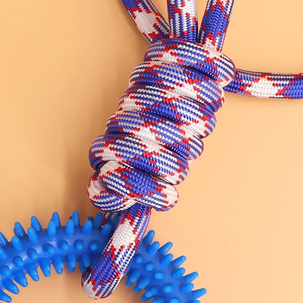 Dog Toys Chew Resistant Nylon Rope Toys Pet Colorful Woven Knot Rubber Toys Dog Self lifestyle view