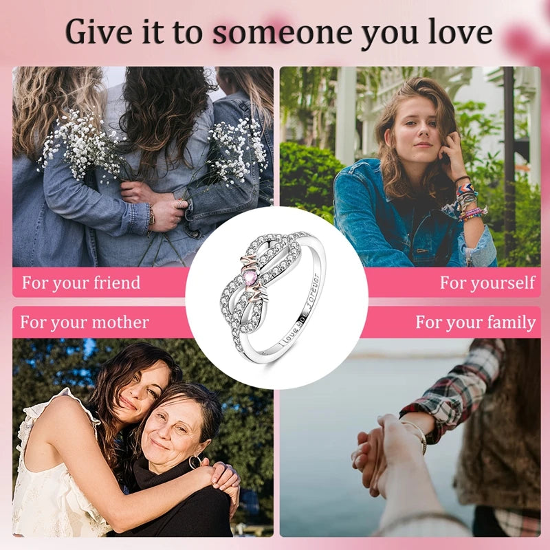 925 Sterling Silver Original Eternal Infinity Love For Mom Rose Gold Plated Heart R additional angle