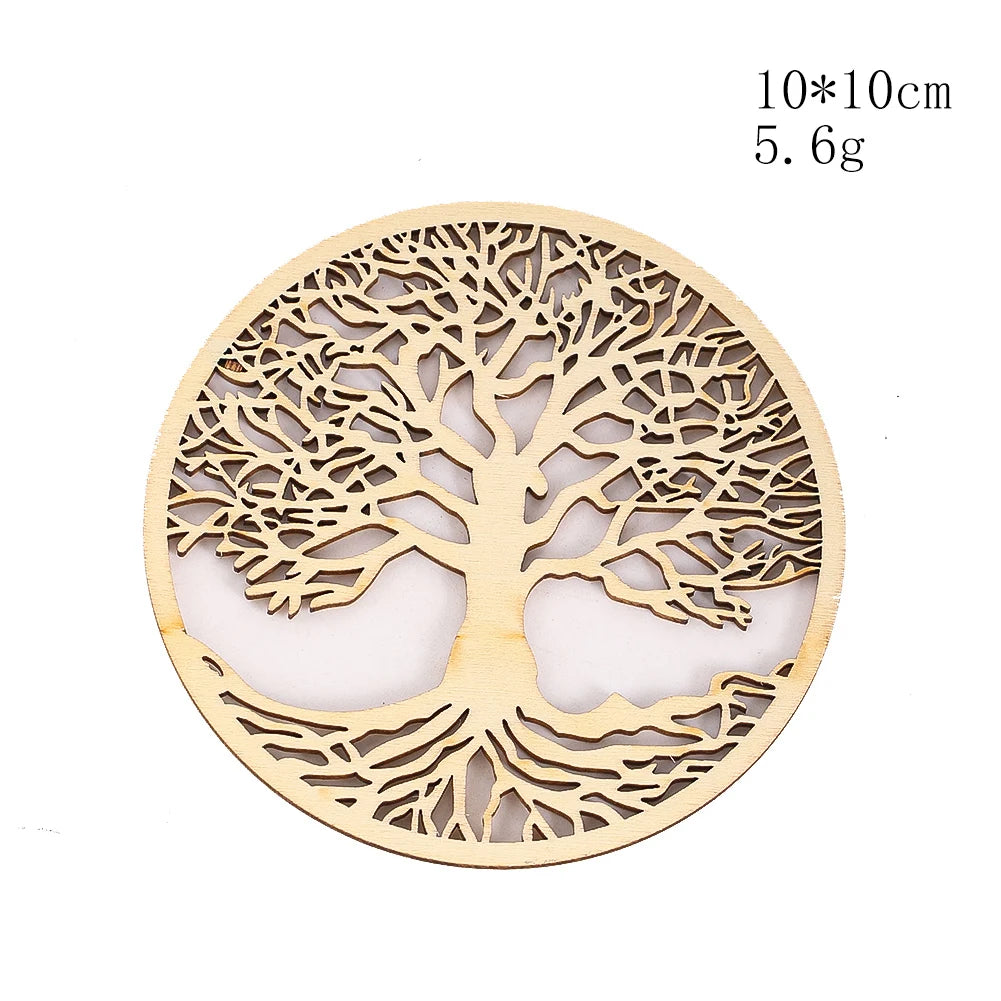 Wooden Sacred Geometry Wall Hanging | Rustic Yoga Meditation Decor detail view