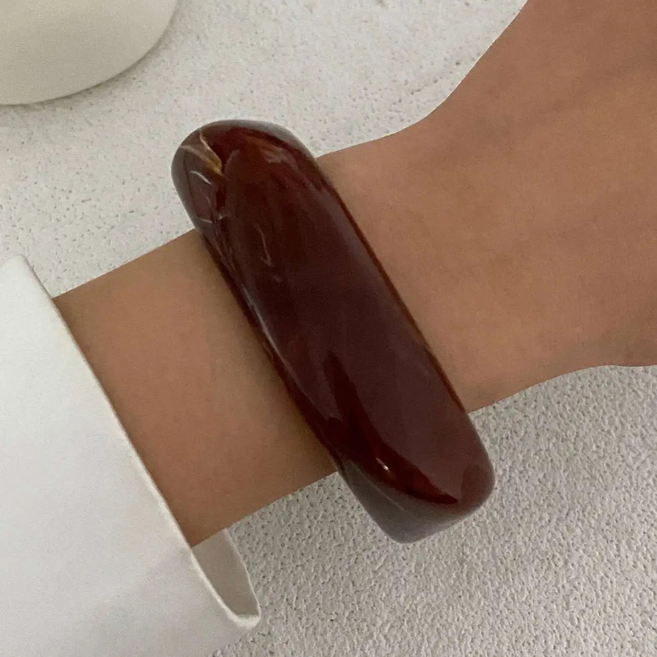 IngeSight.Z Vintage Irregular Resin Wide Bangle Bracelet Women Punk Geometric Wide Me lifestyle view