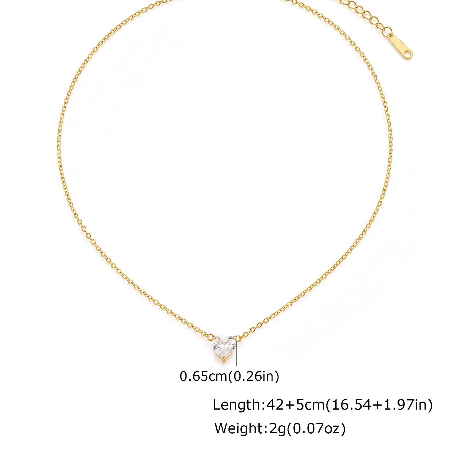 Minimalist Solitaire Zircon Choker Necklace, Crystal Pendant, 18K Gold Plated Stainless detail view