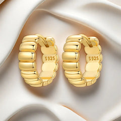 Orstarry S925 Sterling Silver 18k Gold Modern Square Earrings Hoop Earrings For Women close-up view