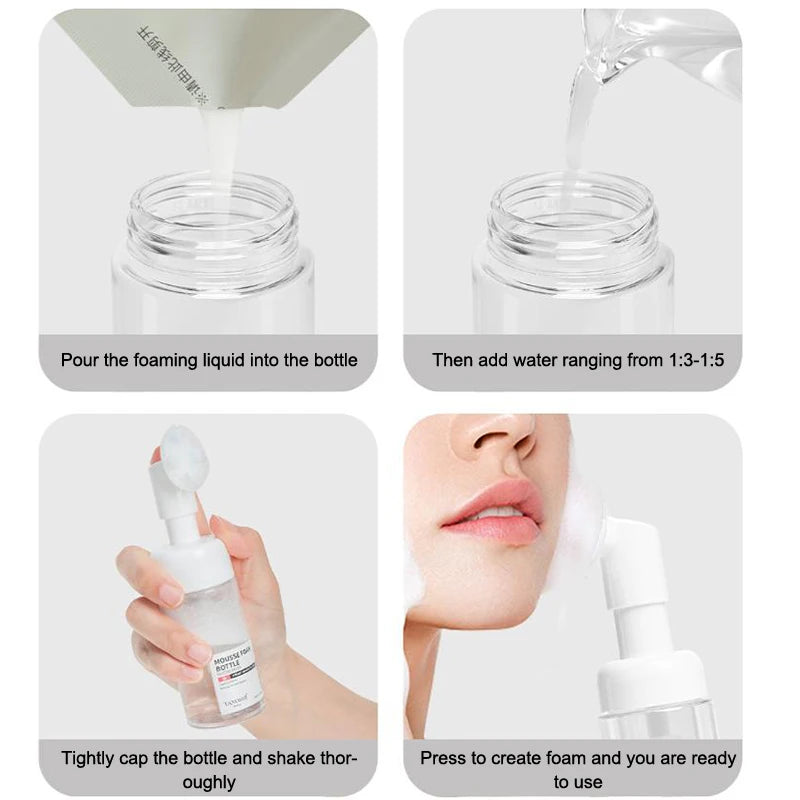 30ml 60ml 100ml 150ml Empty Foam Pump Bottle with Silicone Brush Head | Portable Fa additional angle