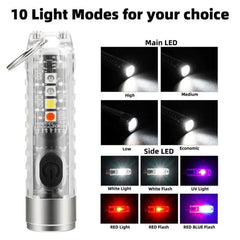 Mini EDC LED Flashlight | Portable Keychain Light with Magnetic Base and UV Lamp detail view