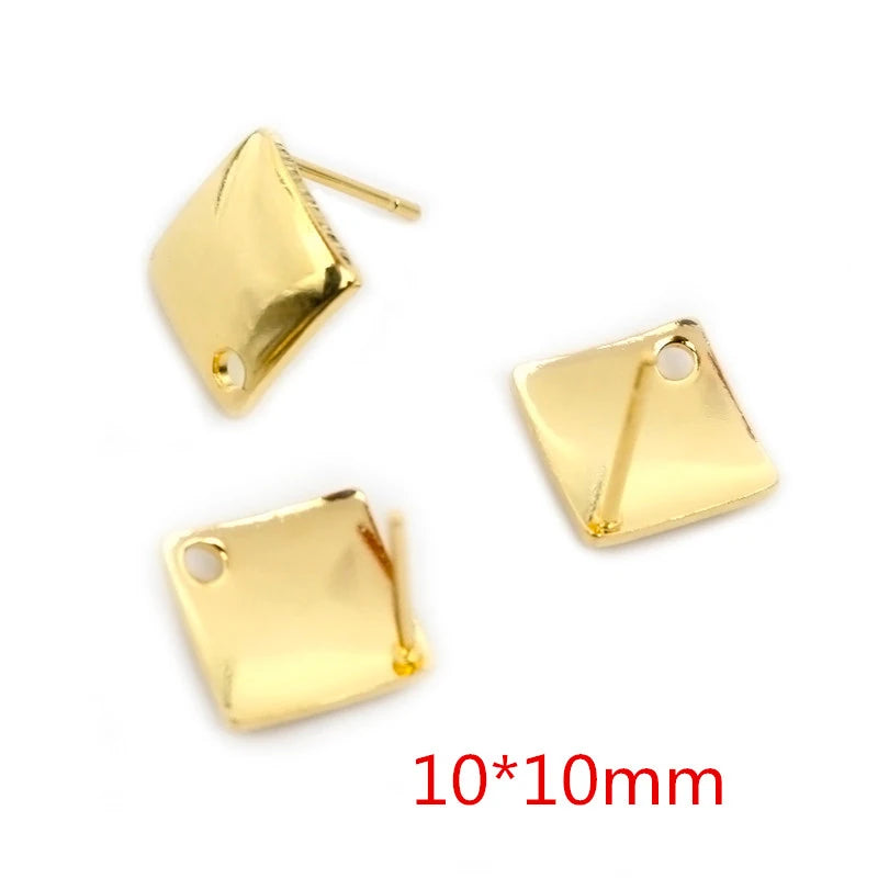 20pcs 316 Stainless Steel Gold Color Geometric Earring Stud Earring Posts Connector f alternate view