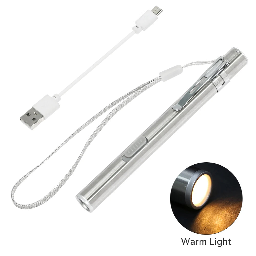 USB Rechargeable Pen Light | Medical Mini LED Flashlight with Clip alternate view
