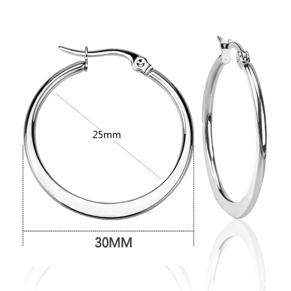 LUXUSTEEL Stainless Steel Hoop Earrings | Simple Geometric Shapes for Women alternate view