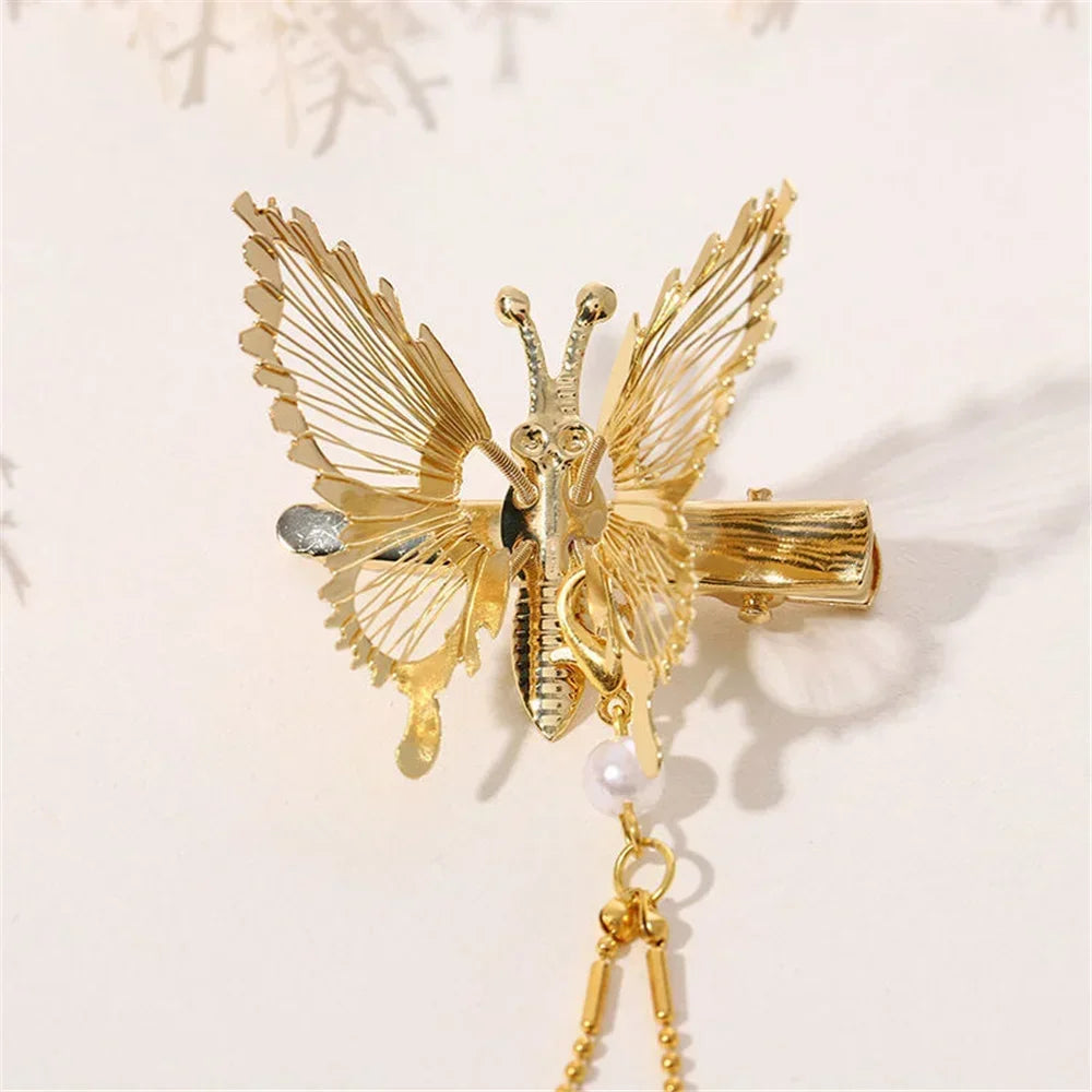 1/2pcs Butterfly Hairpin Vintage Elegant Tassel Hair Clip Moving Butterfly Bangs Side Clip Trembling Butterfly Hairpin Headdress